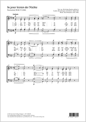Bruckner: In jener letzten der Nächte - Sheet music | Carus-Verlag