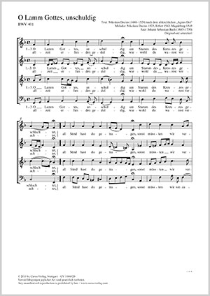 Bach: O Lamb of God most holy - Sheet music | Carus-Verlag