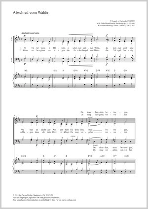 Mendelssohn Bartholdy: Abschied vom Walde - Noten | Carus-Verlag
