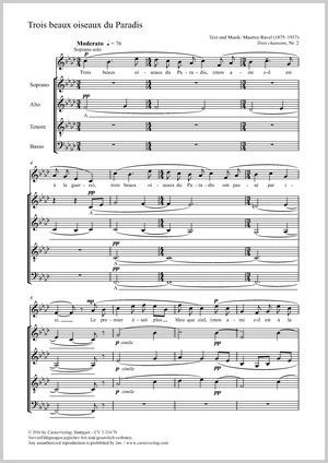 Ravel: Trois beaux oiseaux du Paradis - Sheet music | Carus-Verlag
