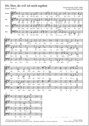 Bruckner: Dir, Herr, dir will ich mich ergeben - Sheet music | Carus-Verlag