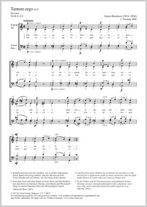 Bruckner: Tantum ergo in C major - Sheet music | Carus-Verlag