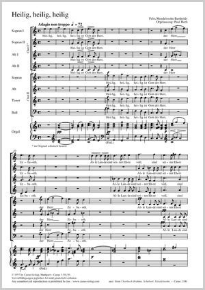 Mendelssohn Bartholdy: Heilig, heilig, heilig - Partition | Carus-Verlag