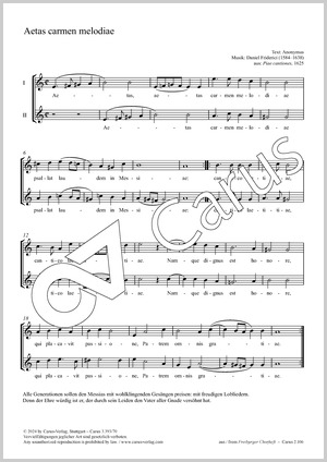 Friderici: Aetas carmen melodiae - Sheet music | Carus-Verlag