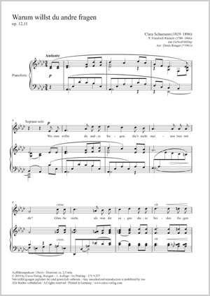 Schumann (Wieck): Warum willst du and’re fragen - Sheet music | Carus-Verlag