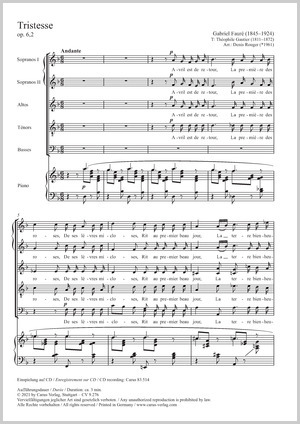Fauré: Tristesse - Sheet music | Carus-Verlag