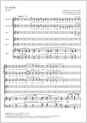 Fauré: Le secret - Sheet music | Carus-Verlag