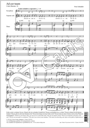Schindler: Ad cor tuum - Sheet music | Carus-Verlag