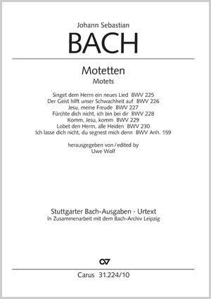 Johann Sebastian Bach: Édition intégrale des motets sans basse continue. Nouvelle édition critique 2002
BWV 225–230 et Anh. 159