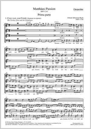 Bach: St. Matthew Passion - Sheet music | Carus-Verlag
