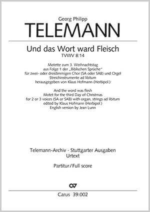 Telemann: And the Word was made flesh - Partition | Carus-Verlag