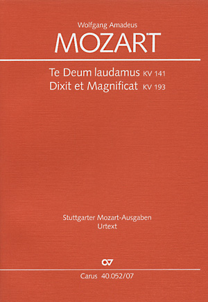 Mozart: Dixit et Magnificat; Te Deum - Sheet music | Carus-Verlag