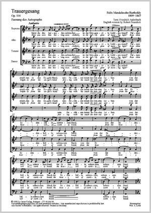 Mendelssohn Bartholdy: Trauergesang op. 116