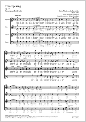 Mendelssohn Bartholdy: Trauergesang op. 116