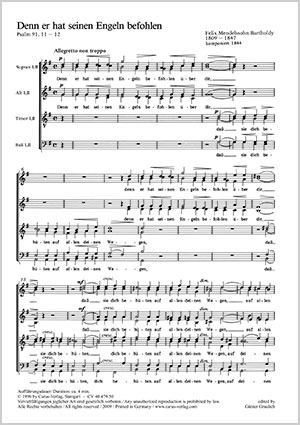 Mendelssohn Bartholdy: Denn er hat seinen Engeln befohlen - Sheet music | Carus-Verlag