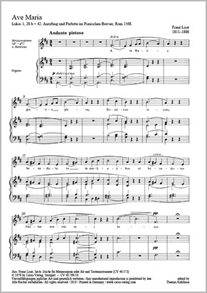 Bruckner / Liszt: Ave Maria - Sheet music | Carus-Verlag