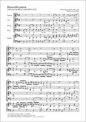 Johann Sebastian Bach Dona Nobis Pacem Full Score Separate