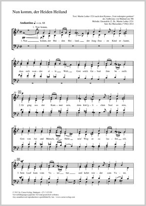 Nun Komm, Der Heiden Heiland - Sheet Music