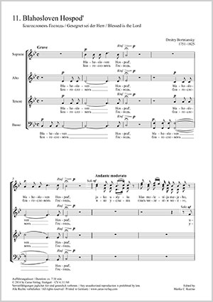 Bortniansky: Blahosloven Hospod' (Blessed is the Lord) - Sheet music