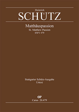 Heinrich Schütz St Matthew Passion Full Score Carus Verlag - 