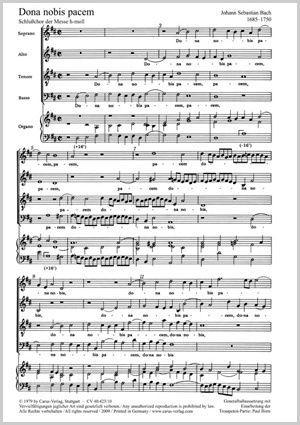 Johann Sebastian Bach Dona Nobis Pacem Full Score Carus Verlag